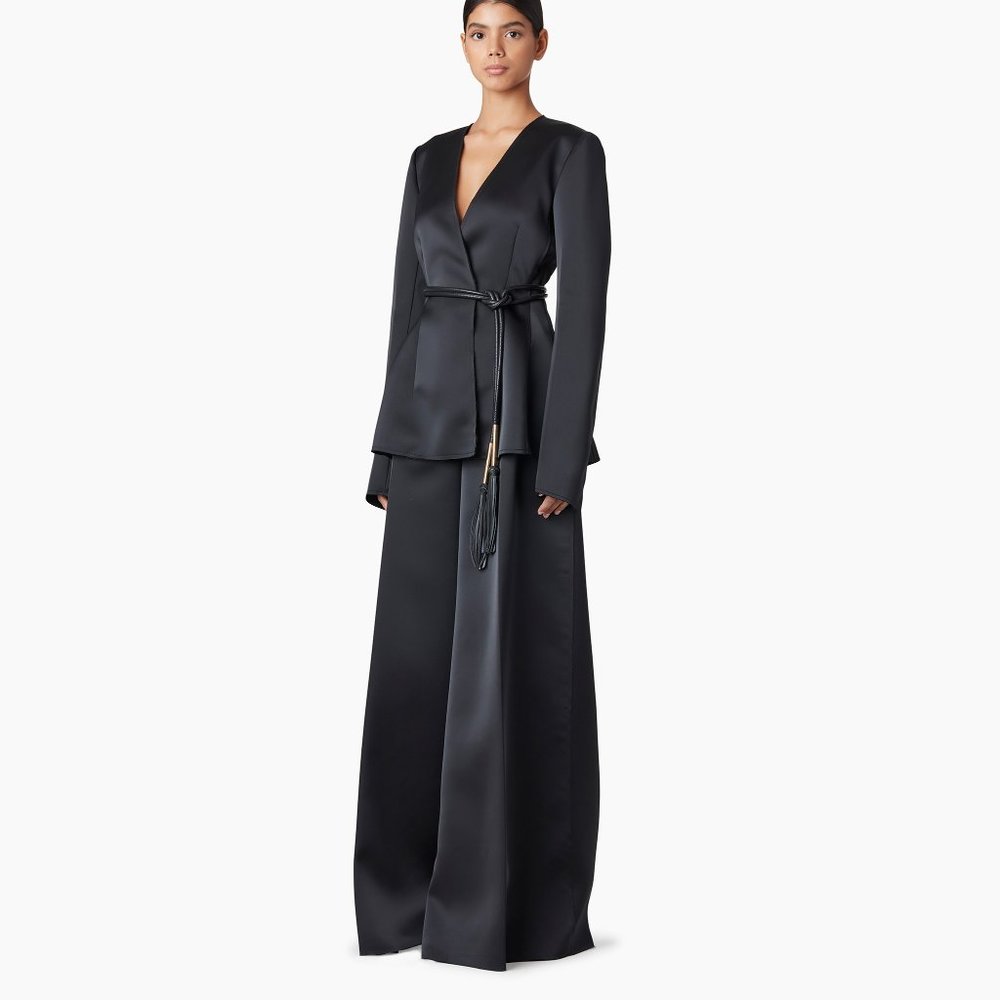 Carolina Herrera Double-bonded Satin Suit Jacket Black